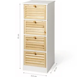 Cassettiera Multiuso 4 cassetti Legno di Abete Linea Woodhandy