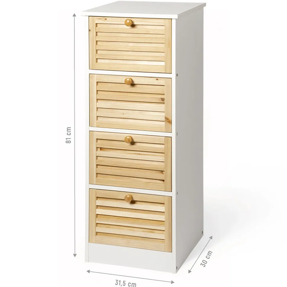 Cassettiera Multiuso 4 cassetti Legno di Abete Linea Woodhandy