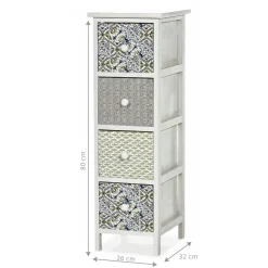 Cassettiera Multiuso Linea Woodhandy 4 Cassetti Decorati