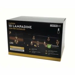 Catena Luminosa 10 lampadine con 100 microled da esterno 4,5 metri
