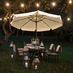 Catena luminosa per ombrellone 200 luci led con pannello solare da esterno