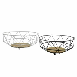 Centrotavola Metallo Satinato con Base Bamboo h10 cm diametro 26 cm