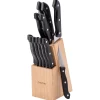 Ceppo Coltelli 12 Pezzi + Acciaino con stand in Legno