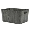 Cesta Rettangolare Salvaspazio con maniglie Effetto Legno Grigio