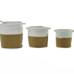 Ceste in cotone Bianco e Tortora