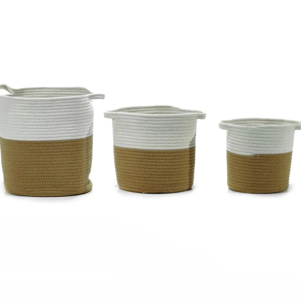 Ceste in cotone Bianco e Tortora