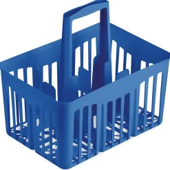 Cestello Portabottiglie 6 Posti Blu con Manico