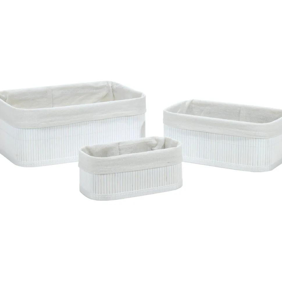 Cestino Rettangolare Multiuso in Bamboo Bianco