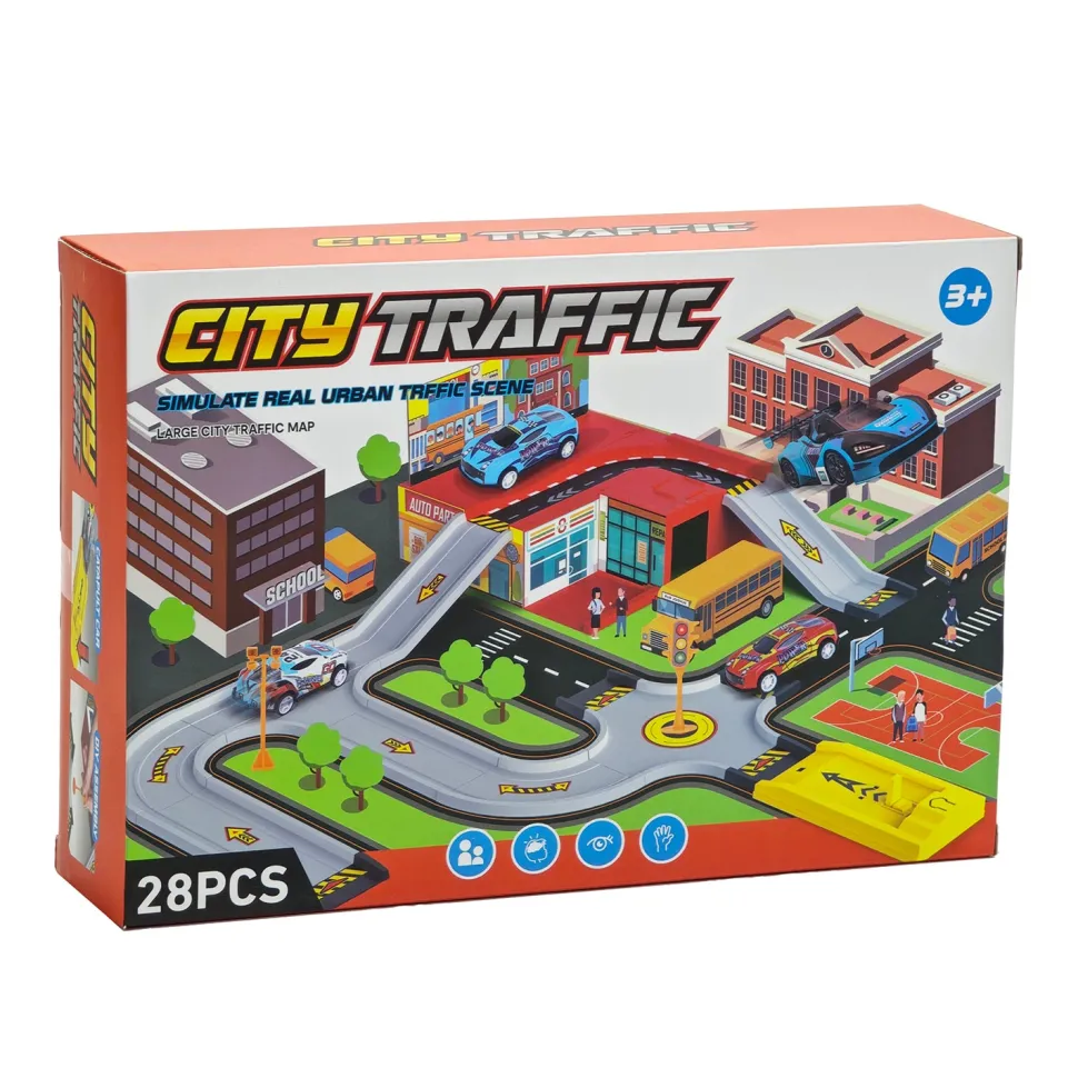 City Traffic Playset Città con Veicoli e Strade