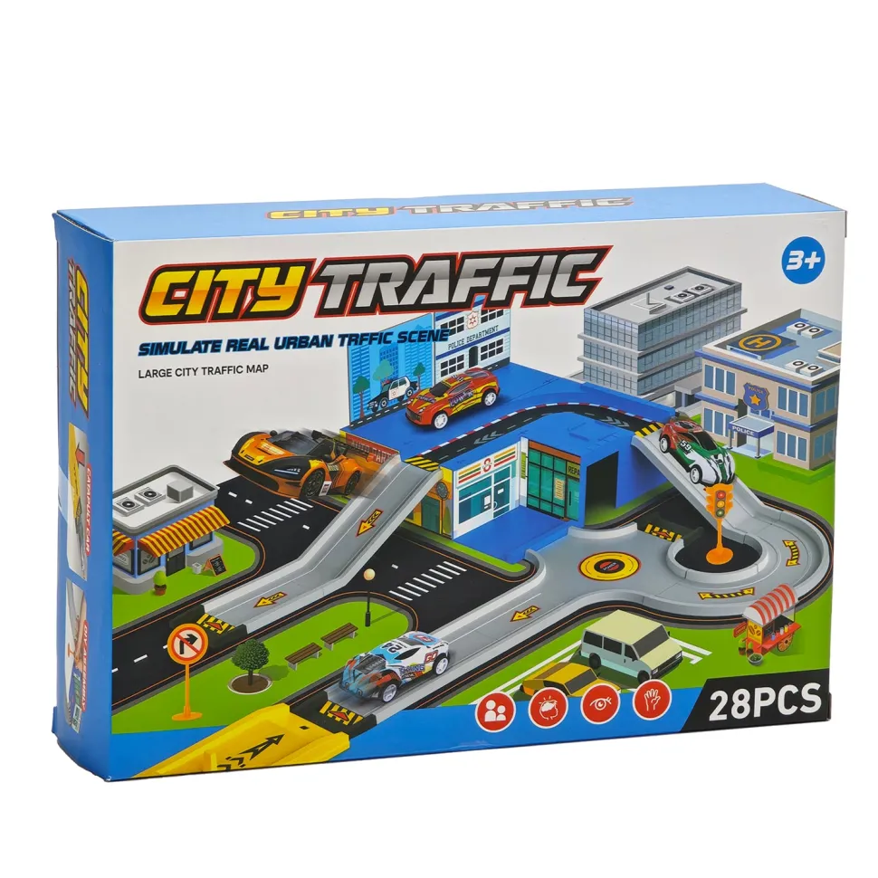 City Traffic Playset Città con Veicoli e Strade