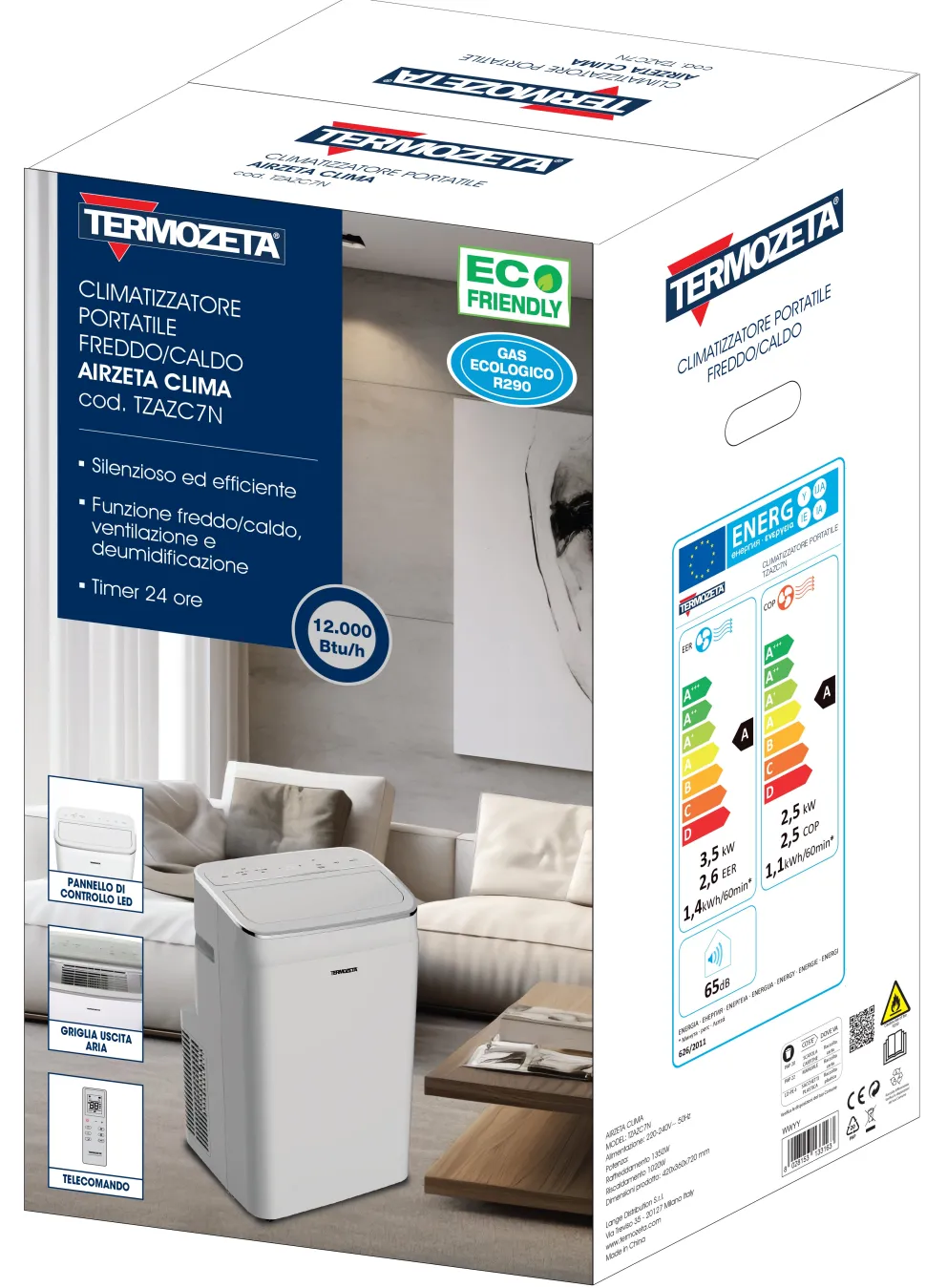 Climatizzatore Portatile Airzeta Clima 12000 BTU con Telecomando