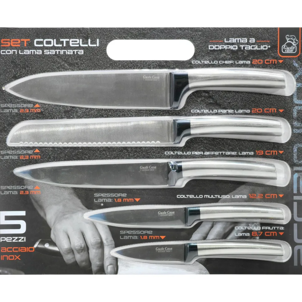 Coltelli in acciaio inox con lama satinata set 5 pezzi