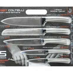 Coltelli in acciaio inox con lama satinata set 5 pezzi