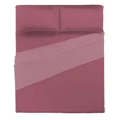 Completo Letto Matrimoniale in Cotone Tinta Unita Burgundy 4 pezzi