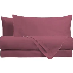 Completo Letto Matrimoniale in Cotone Tinta Unita Burgundy 4 pezzi