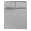 Completo Letto Matrimoniale in Cotone Tinta Unita Grigio Chiaro 4 Pezzi
