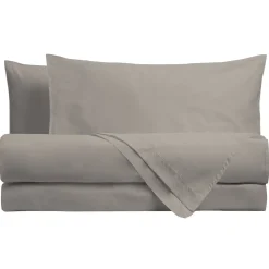 Completo Letto Matrimoniale in Cotone Tinta Unita Tortora