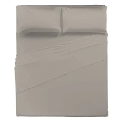 Completo Letto Matrimoniale in Cotone Tinta Unita Tortora