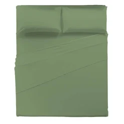 Completo Letto Matrimoniale in Cotone Tinta Unita Verde