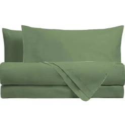 Completo Letto Matrimoniale in Cotone Tinta Unita Verde