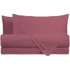 Completo Letto 1 Piazza e Mezza in Cotone Tinta Unita Burgundy