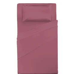 Completo Letto 1 Piazza e Mezza in Cotone Tinta Unita Burgundy