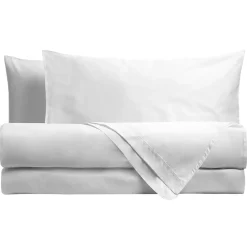Completo Letto Piazza e Mezza in Cotone Tinta Unita Bianco 3 Pezzi
