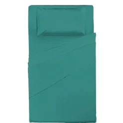 Completo Letto Piazza e Mezza in Cotone Tinta Unita Verde Acqua 3 Pezzi