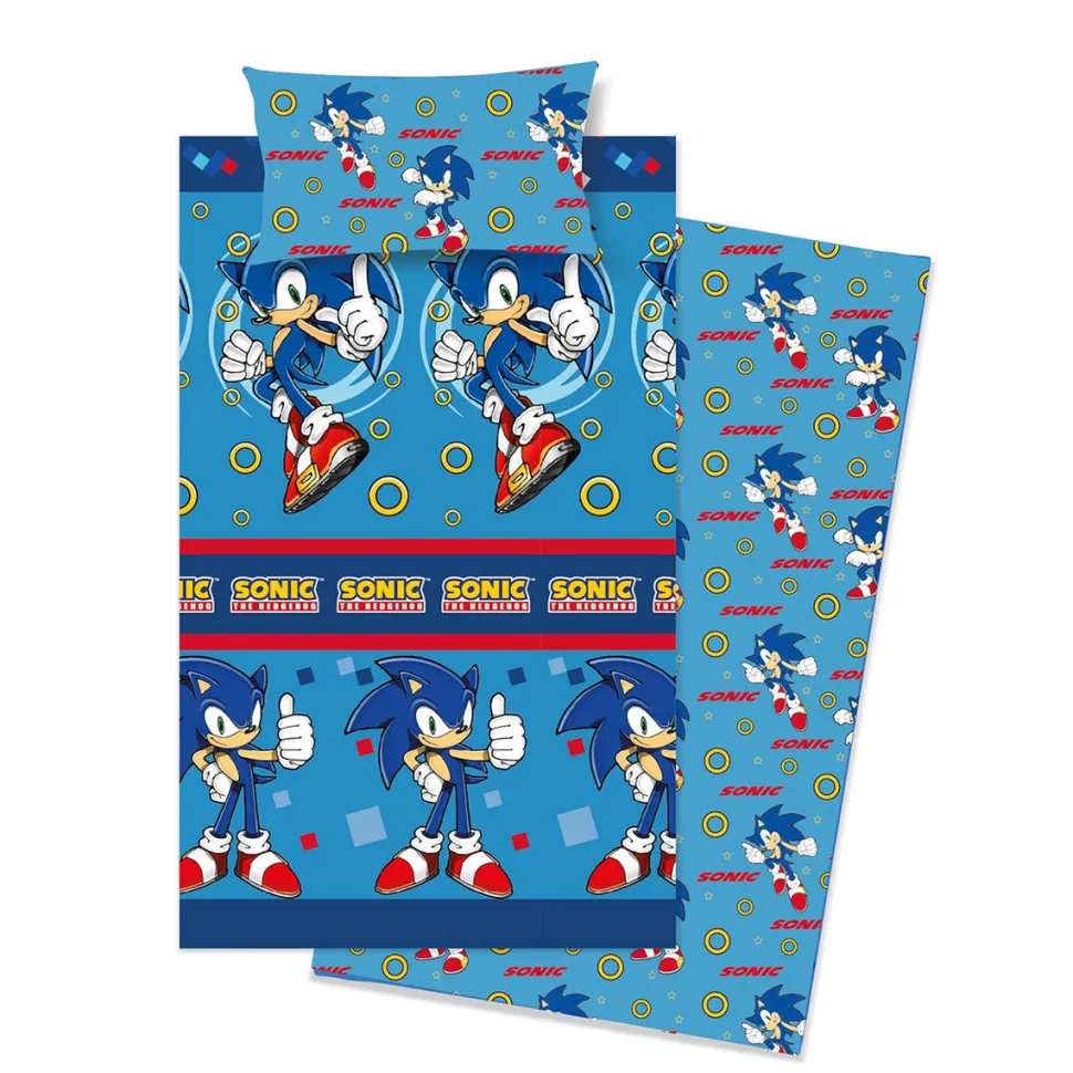 Completo Letto 1 Piazza Sonic the Hedgehog in cotone 150x280 cm
