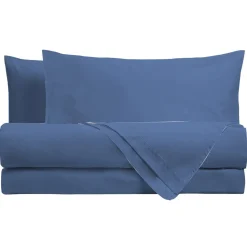 Completo Letto Singolo in Cotone Tinta Unita Blu Royal 3 pezzi