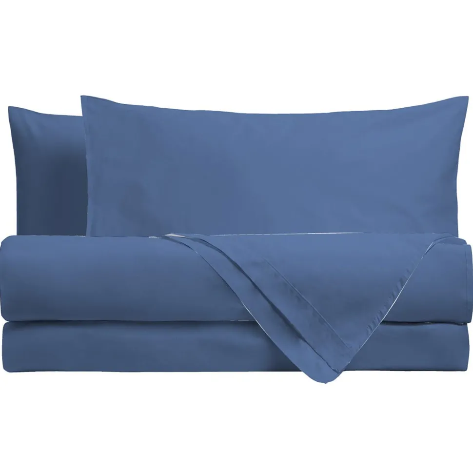 Completo Letto Singolo in Cotone Tinta Unita Blu Royal 3 pezzi