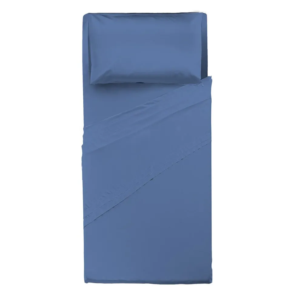 Completo Letto Singolo in Cotone Tinta Unita Blu Royal 3 pezzi