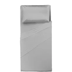 Completo Letto Singolo in Cotone Tinta Unita Grigio Chiaro 3 pezzi