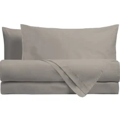 Completo Letto Singolo in Cotone Tinta Unita Tortora 3 pezzi