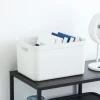 Contenitore Decobox Jive Effetto Tessuto Bianco con Coperchio Nero 16 Litri