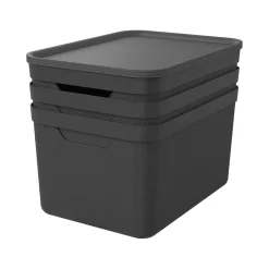Contenitore Decobox Jive Effetto Tessuto Nero con Coperchio Nero 16 Litri