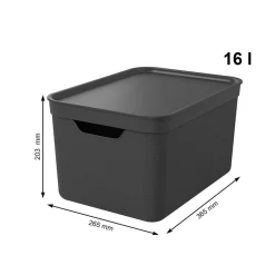 Contenitore Decobox Jive Effetto Tessuto Nero con Coperchio Nero 16 Litri
