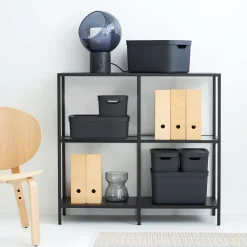 Contenitore Decobox Jive Effetto Tessuto Nero con Coperchio Nero 16 Litri