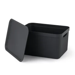 Contenitore Decobox Jive Effetto Tessuto Nero con Coperchio Nero 16 Litri