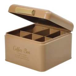 Contenitore Portacapsule/Cialde in Metallo con Manico in Legno h14x20x20 cm