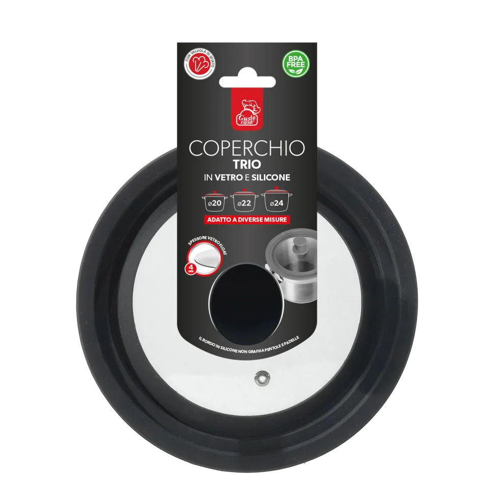 Coperchio Universale Trio in Vetro e Silicone