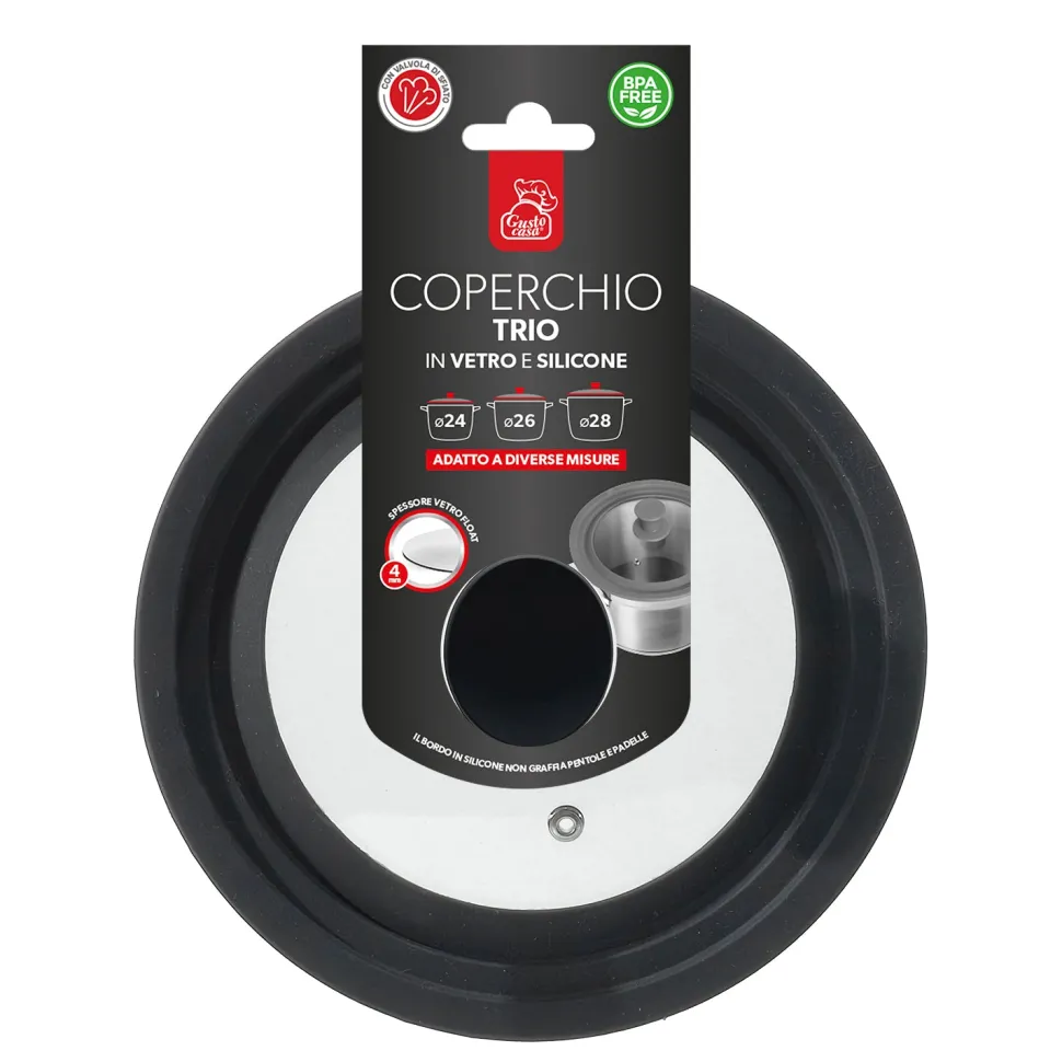Coperchio Universale Trio in Vetro e Silicone