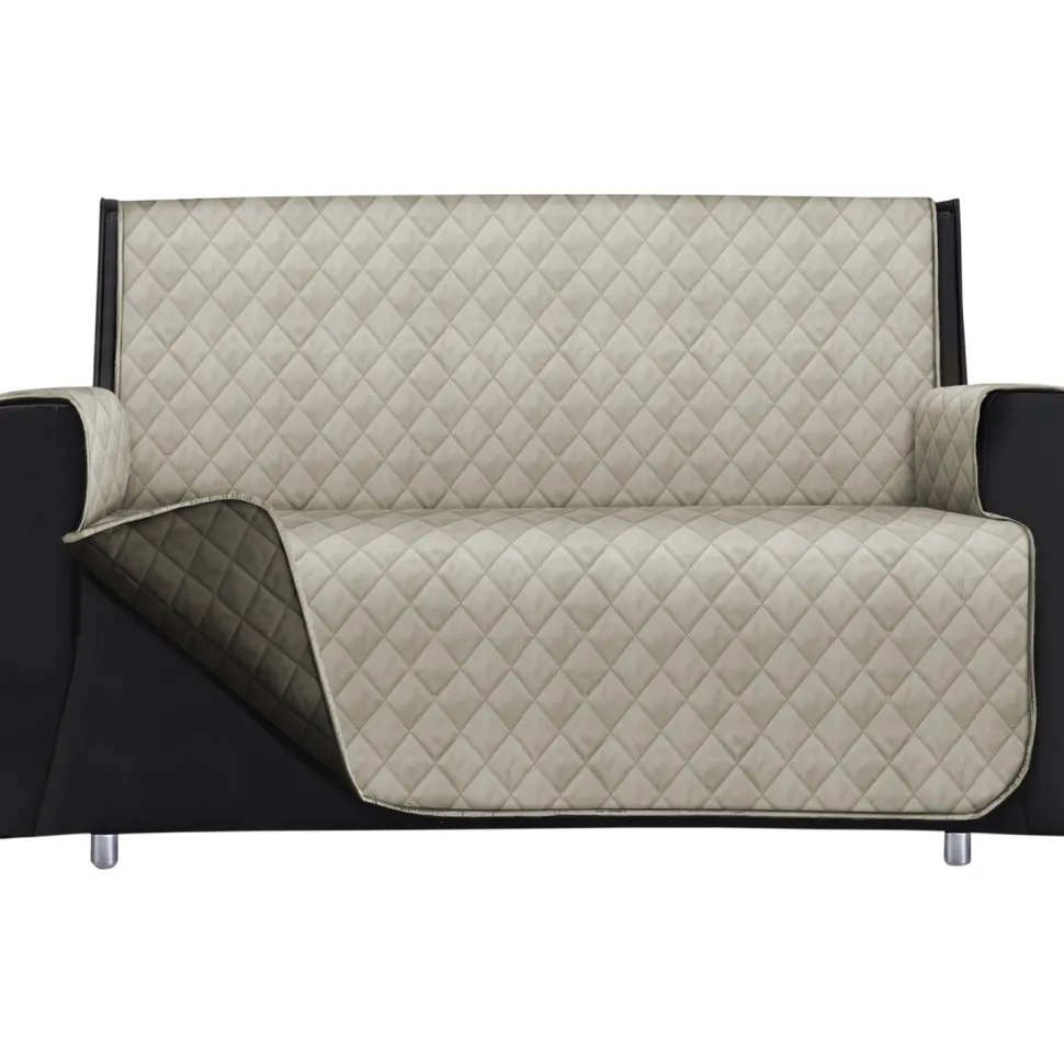 Copridivano Lello Bicolor 2 posti Panna e Tortora 223x180 cm