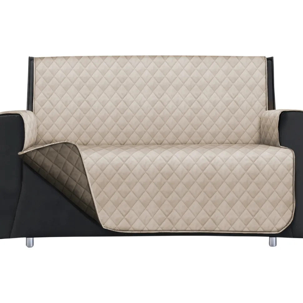 Copridivano Lello Bicolor 2 posti Panna e Tortora 223x180 cm