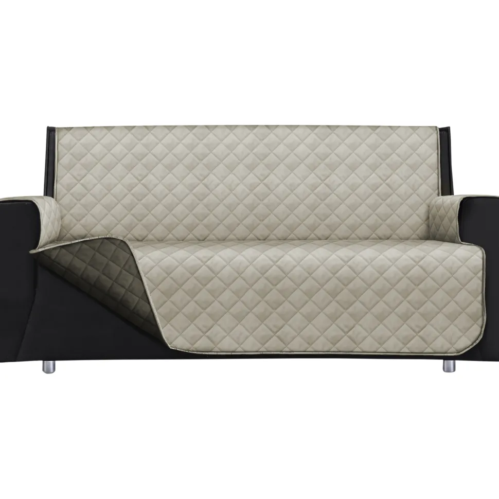 Copridivano Lello Bicolor 3 posti Panna e Tortora 279x180 cm