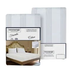 Coprimaterasso Matrimoniale Fasciato Sommaruga in Cotone Bianco con Angoli