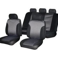 Coprisedili auto universale Nero e Grigio 9 pezzi