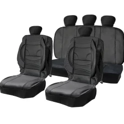 Coprisedili Auto Universali in Pvc Nero 11 pezzi