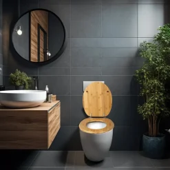 Copriwater Universale con Cerniere in Acciaio Inox Linea Bamboo