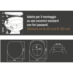 Copriwater Universale con Cerniere in Acciaio Inox Linea Bamboo